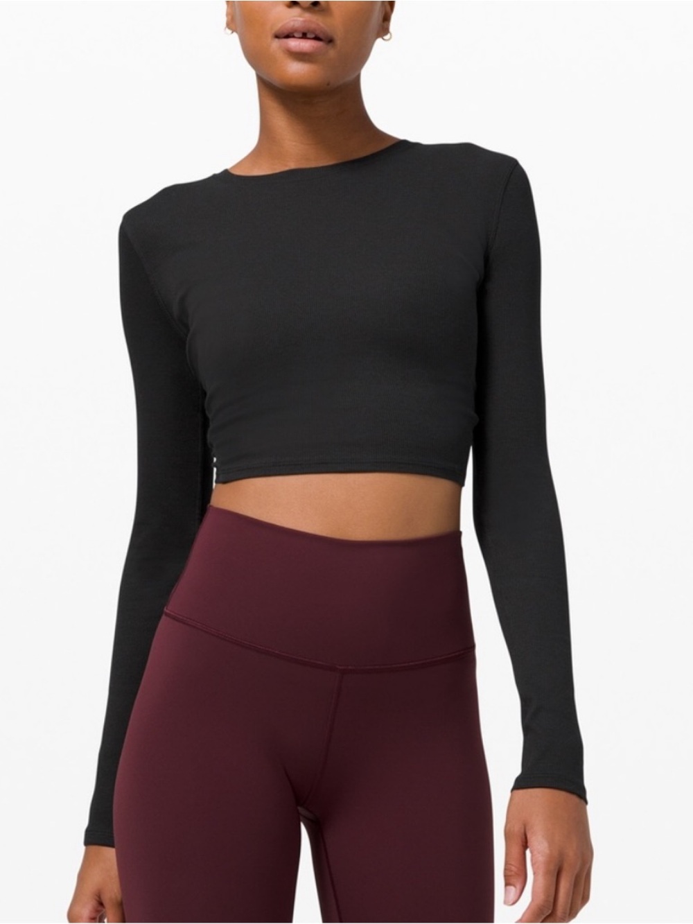 Lululemon Open Back Ribbed Long Sleeve Top Black Size 12